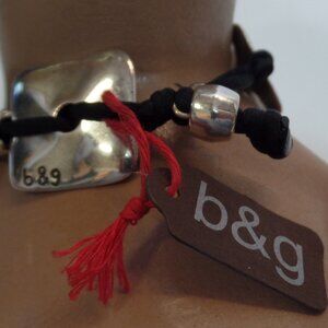 B & G Made in Spain New With Tags Chunky Silvertone Bracelet Suited 7" Wrist